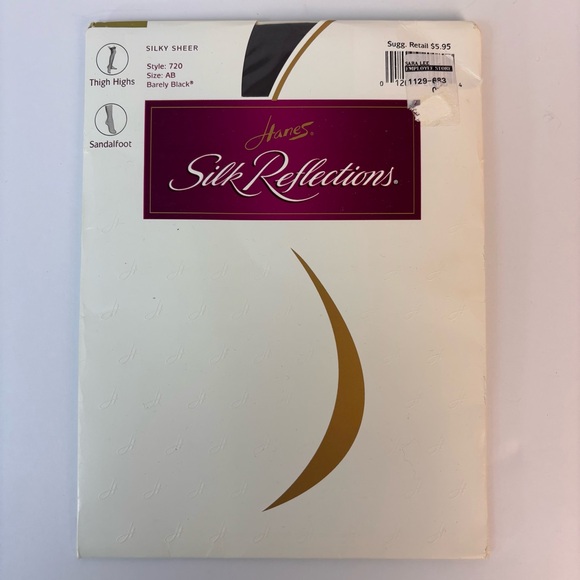 Hanes Accessories - Hanes Silk Reflections Silky Sheer Thigh Highs Vintage Style 720 Barely Black AB